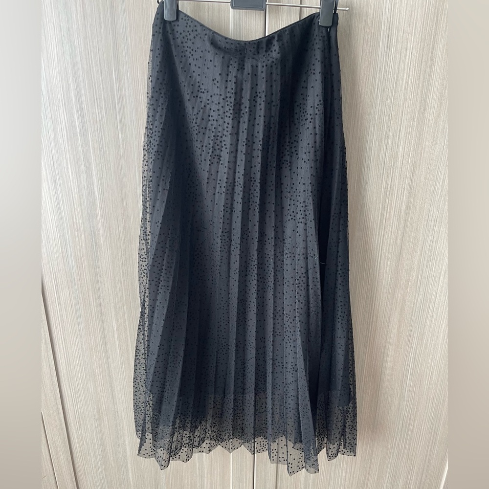 ZARA Black Polka Dot Tulle Midi Skirt – Size XS